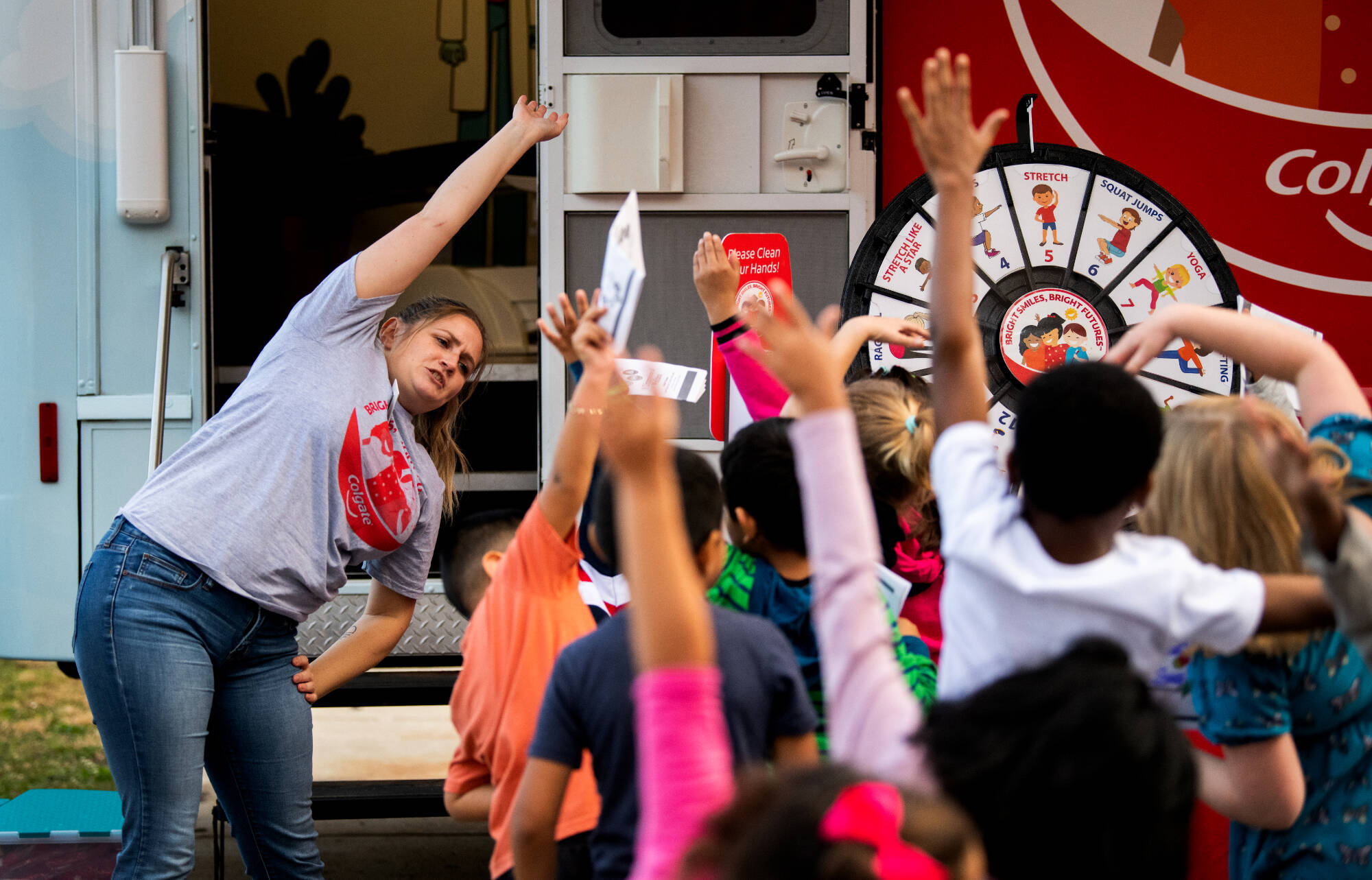 GVSU public health student working with kids.